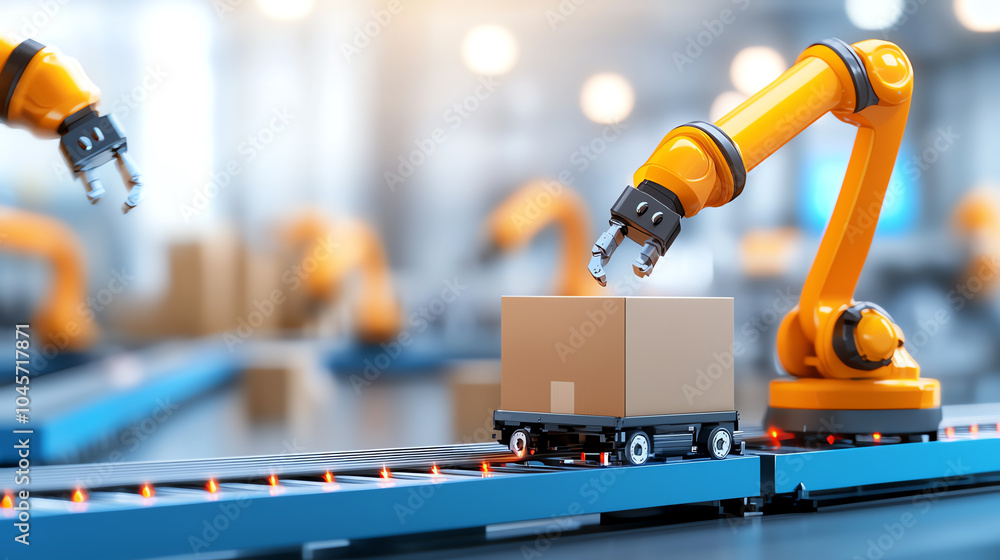 Poster automated robotics in modern manufacturing revolutionizing supply chain efficiency and productivity