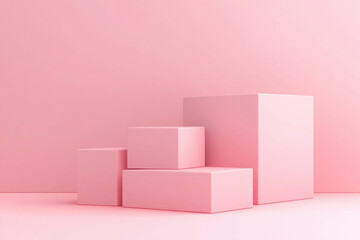 Pink cubes on a pink background, creating a playful and minimalist aesthetic.