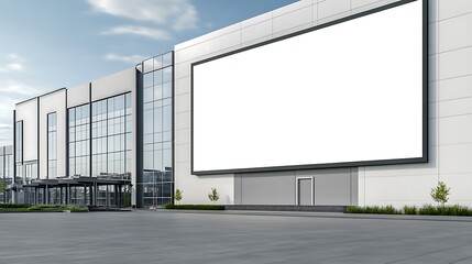 Massive digital screen on the side of an urban art gallery
A large blank digital billboard is installed on the side of a modern art gallery with a minimalist design.