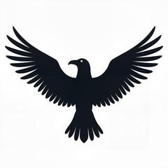 Fototapeta premium Eagle Silhouette in Black Symbolizing Freedom and Power Against White Background