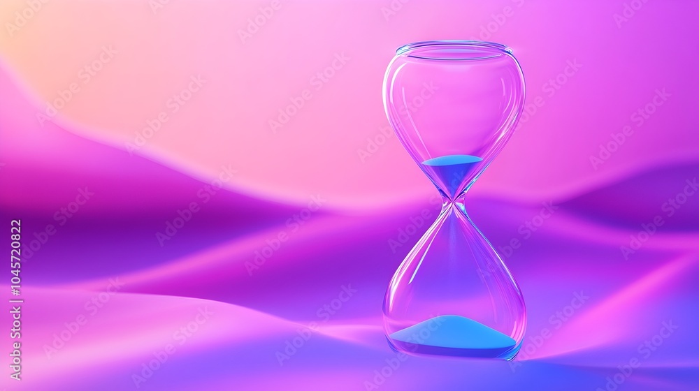 Poster psychedelic hourglass countdown - vibrant colors and abstract contrasts for dreamlike energetic vibe