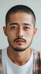 Obraz premium デジタルメディアやデザインでプロフェッショナルに使用できる、ひげを生やした男性の瞑想的な肖像画