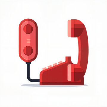 recommend clip art: Retro Red Telephone in Flat Design for Vintage Communication Concept
