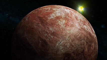 Makemake fictional planet with glowing sun