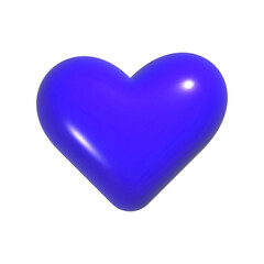 Blue Heart Isolated 3d realistic vector illustration plastic shiny love symbol
