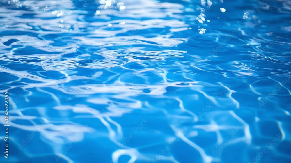 Poster the surface of the water is probably in the pool. the water has a bright blue color, and highlights 