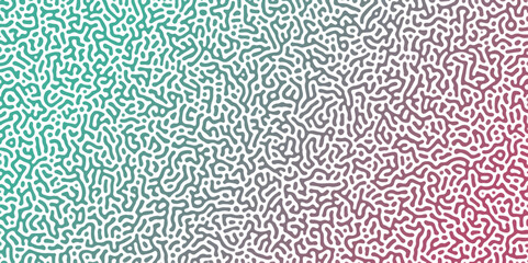 Abstract Reaction-diffusion Turing pattern natural texture green and red gradient color scheme. Linear design with biological algorithm psychedelic background. Reaction-diffusion or truing patter