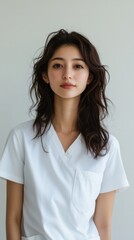 Fototapeta premium ヘルスケアソリューションを提供する白い制服を着た自信に満ちた女性医療専門家