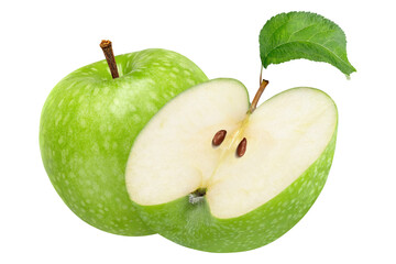 Green apples on isolated white background.