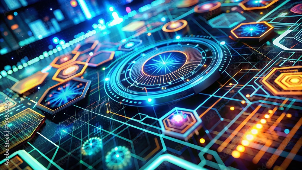 Poster futuristic hud texture with geometric shapes for business design and web user interface