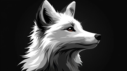 Naklejka premium White Fox Portrait: Minimalist Digital Art