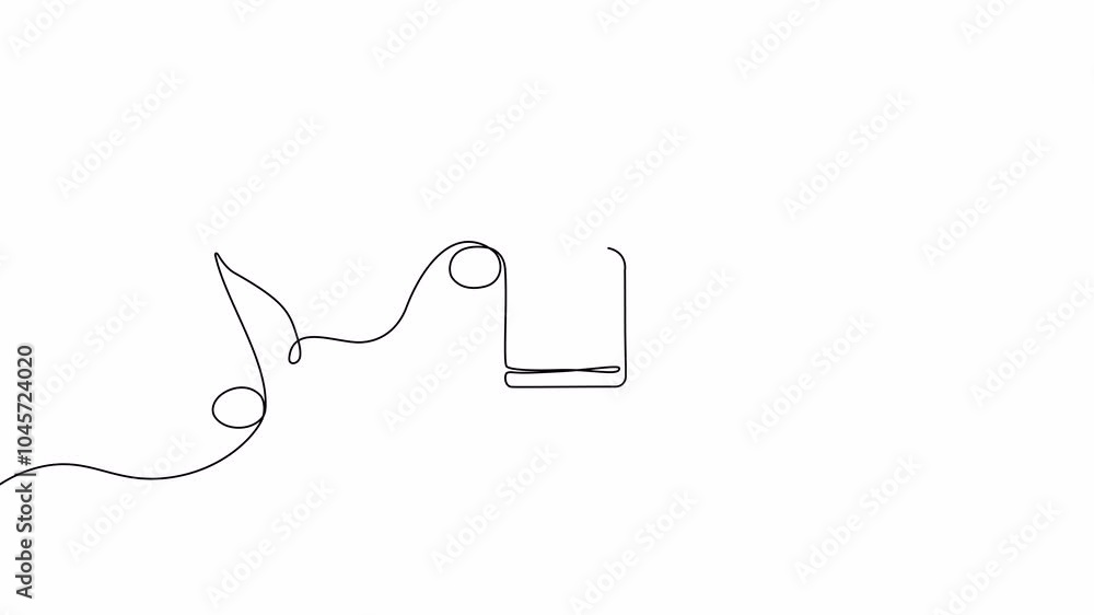 Poster video. concept of abstract lines of musical notes in simple linear style. continuous line icon. edit