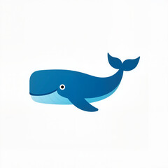 Obraz premium Cartoon Whale in Blue Tones for Marine-Themed Illustrations