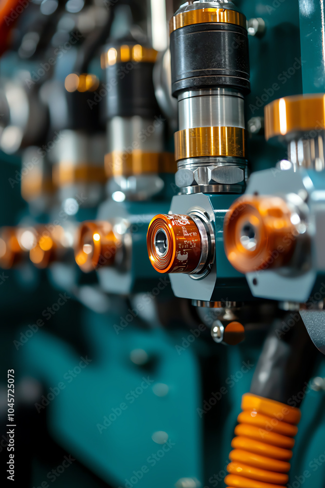 Poster close-up of precision machinery components showcasing advanced engineering and design in industrial 