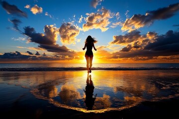 A person running on the beach at dawn, symbolizing the energy and freedom of living fully with each new day