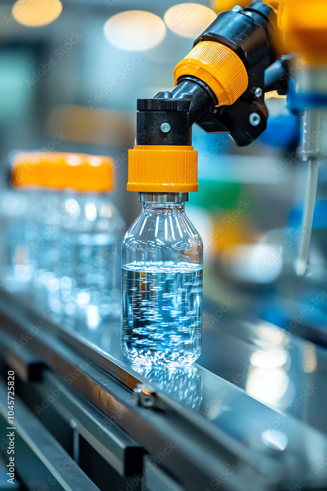 Poster automated bottling process in the beverage industry enhancing efficiency and quality control in wate