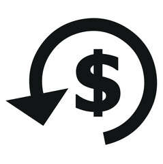 money icon in circle on white background vector icon