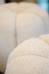 Close-Up of White Woolen Sofa
