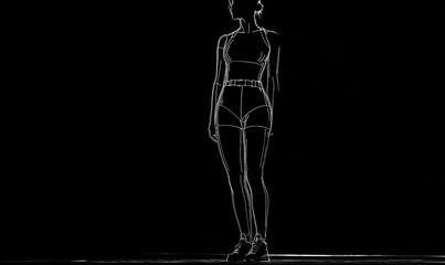 Female Body Outline Black and White Women's Illustrations for Modern Background Wallpaper Art and Home Decor design