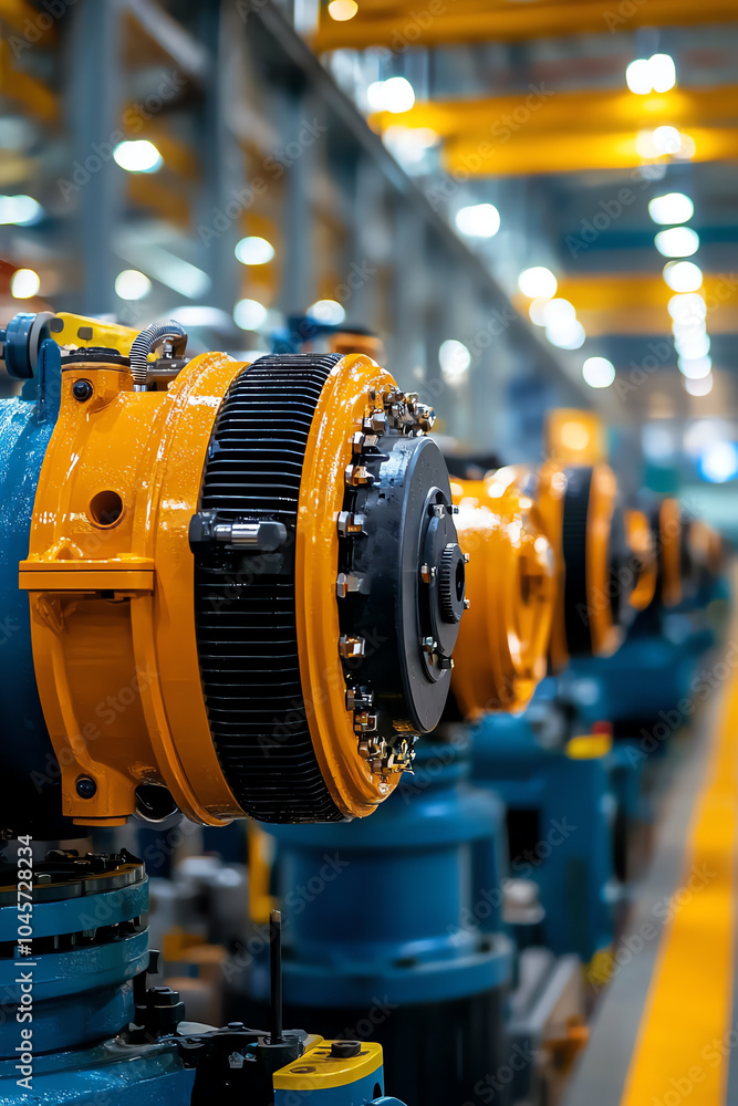 Poster advanced industrial machinery a close-up view of high-performance engine components in a modern manu
