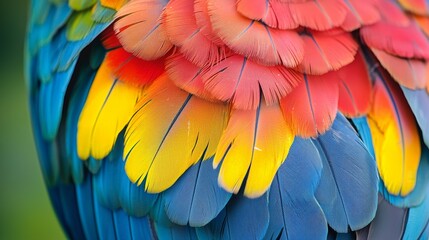 Obraz premium Colorful Parrot Feathers Close Up Macro Texture Background
