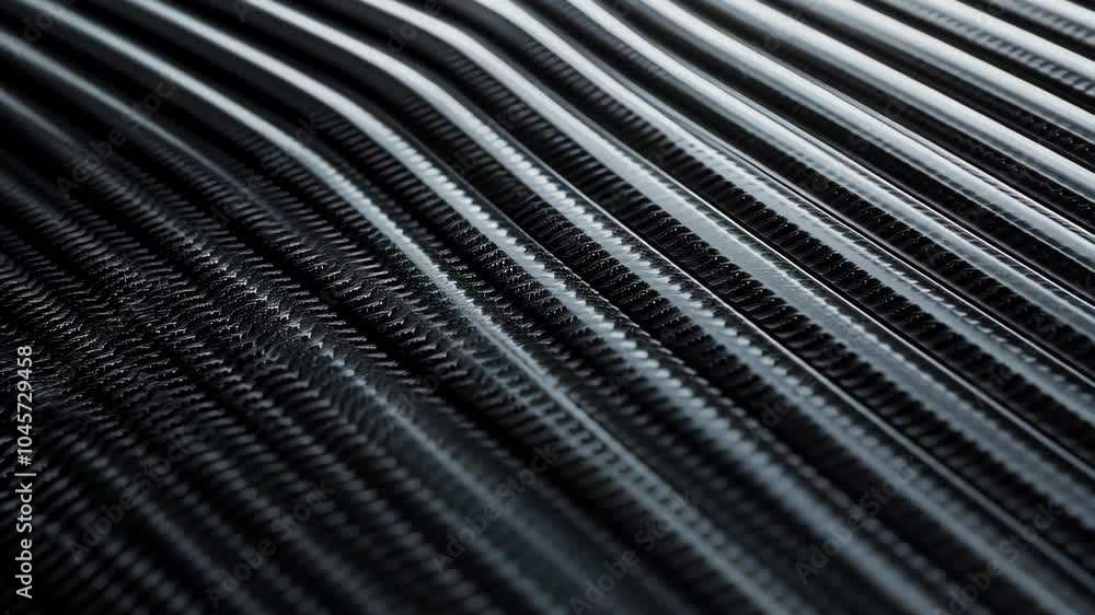 Poster gently moving black wavy surface with dynamic line patterns