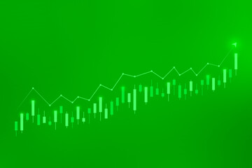 Stock Market Trading Chart On Green Background. Business Wallpaper. Finance Banner. Graph. Vector Illustration