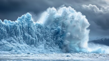Dramatic Iceberg Wave Crashing in Glacier Lagoon