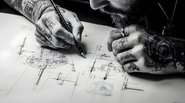 Detailed and Intricate Mandala Tattoo Design Concept Sketched on Translucent Tracing Paper with Pencil Strokes Showcasing a Mesmerizing Geometric Pattern for Creative and Spiritual