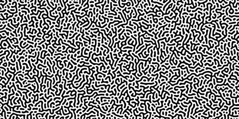 Organic seamless patterns with rounded lines Diffusion reaction background. Monochrome background of natural organic forms motion. Overlay template abstract Turing organic wallpaper background.