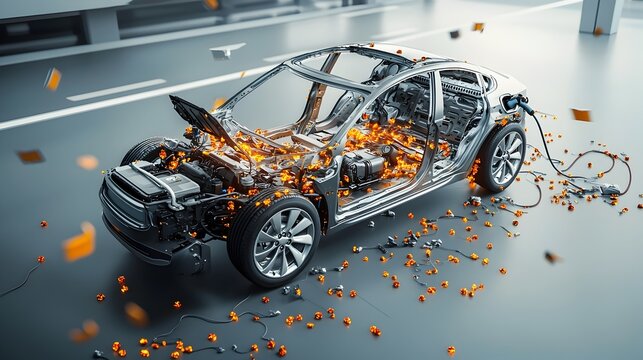 Detailed infographic comparing the risks and safety concerns of battery fires in electric vehicles versus traditional gasoline powered vehicles including data analysis charts