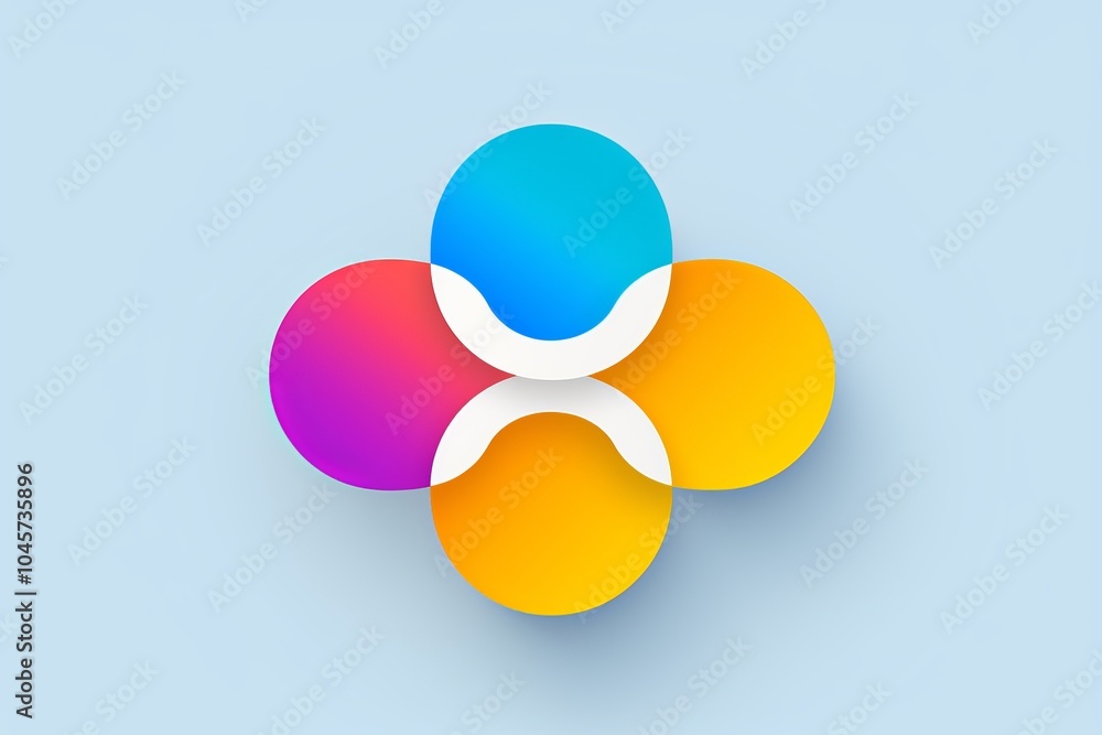 Poster minimalist composition of intersecting circles in various sizes and colors for optical lens effect