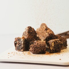Brownie Bites on Plate Cut into Cubes