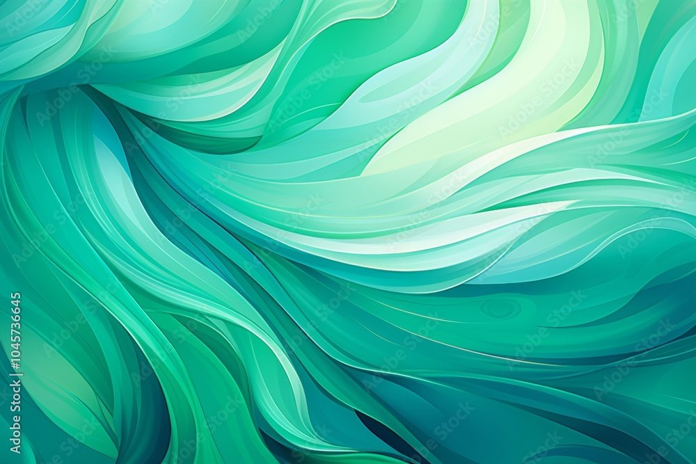 Poster abstract emerald green wave texture creating elegant shapes on a pristine background