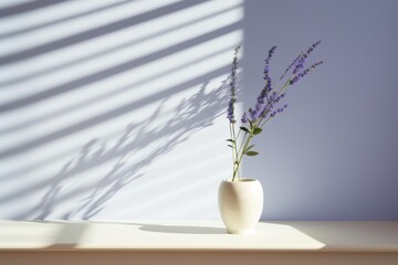 Abstract minimalist composition with pale purple shapes playing with light and shadow effects
