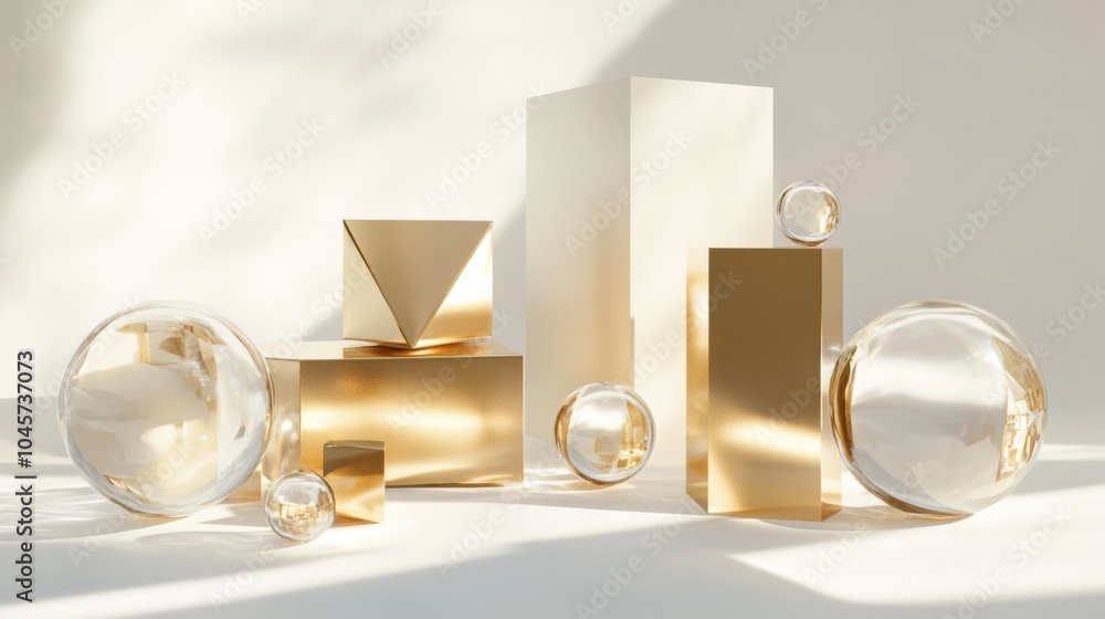 Fototapete a collection of geometric shapes designed as gift boxes showcases a modern aesthetic with elegant so