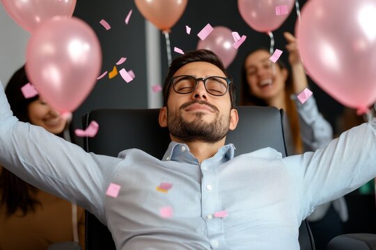 A worker feeling dejected after being treated unfairly at work, sitting alone in an office while colleagues celebrate a promotion