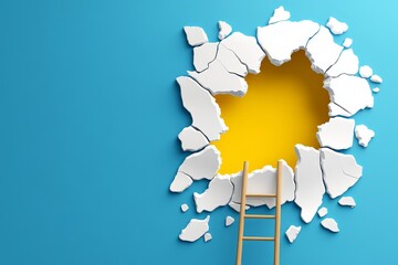 Abstract minimalist design of a broken ladder being mended, symbolizing learning from setbacks and rebuilding