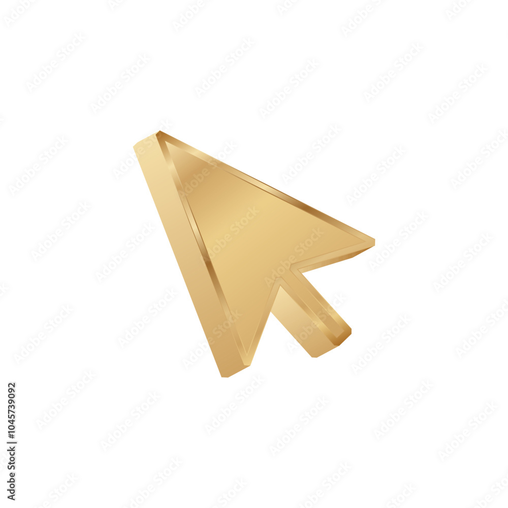 Poster golden cursor for computer. premium golden arrow for desktop.