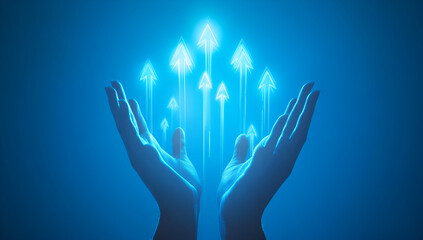 Hand Pointing Upward to a Rising Line Graph