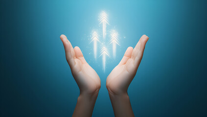Hand Pointing Upward to a Rising Line Graph