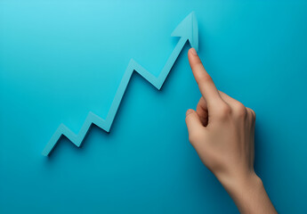 Hand Pointing Upward to a Rising Line Graph