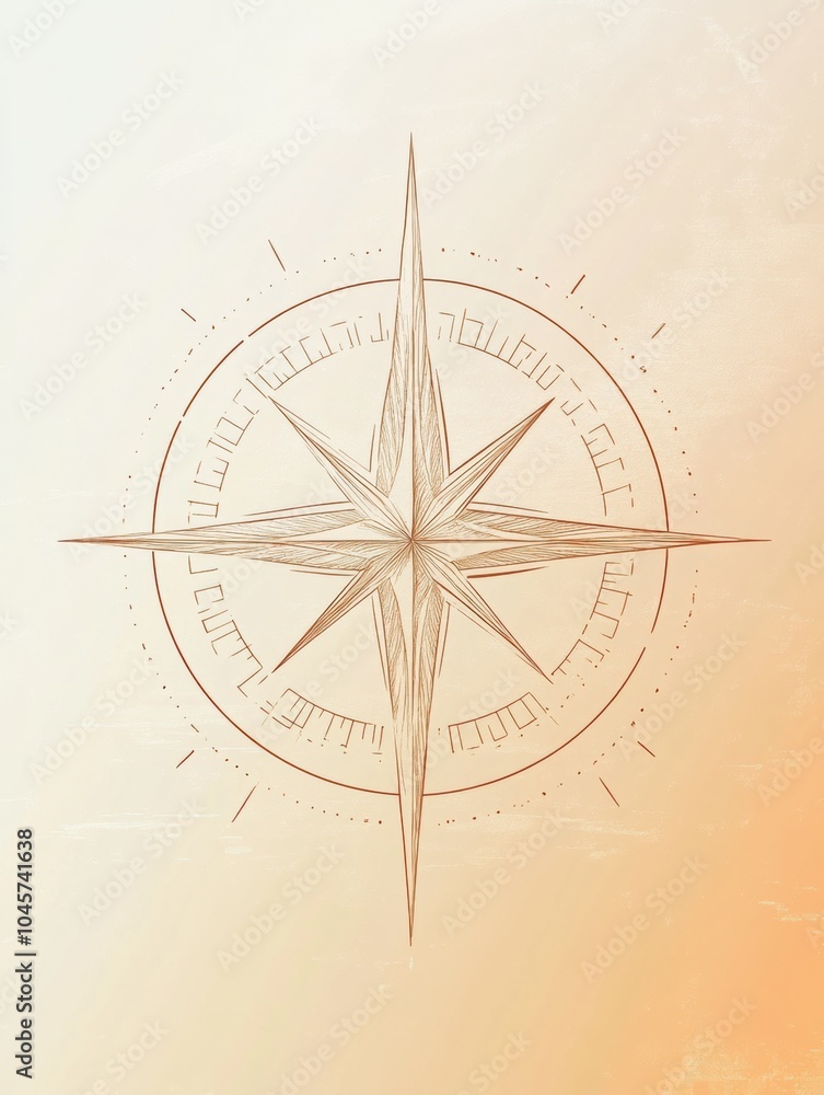 Poster a geometric compass rose design showcases sharp, clean lines and a central point, representing direc