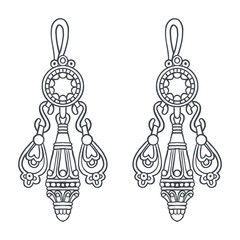 Fine Berber Earrings Algerian jewelry - Out line