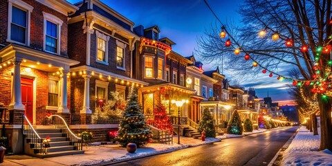 Fototapeta premium Hampden Baltimore Christmas Lights - Festive Holiday Display in Vibrant Colors