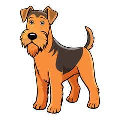 Airedale Terrier dog vector illustration isolated on white background in cartoon style.