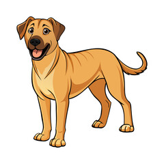 Black Mouth Cur dog breed vector illustration isolated on white background in cartoon style.