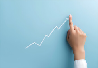 Hand Pointing Upward to a Rising Line Graph