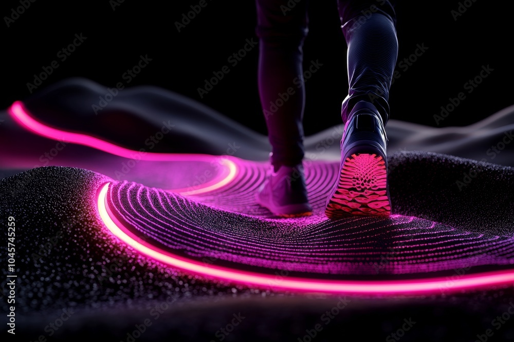 Poster futuristic depiction of a person exploring a digital landscape, symbolizing the new possibilities th