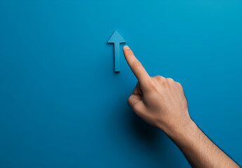 Hand Pointing Upward to a Rising Line Graph